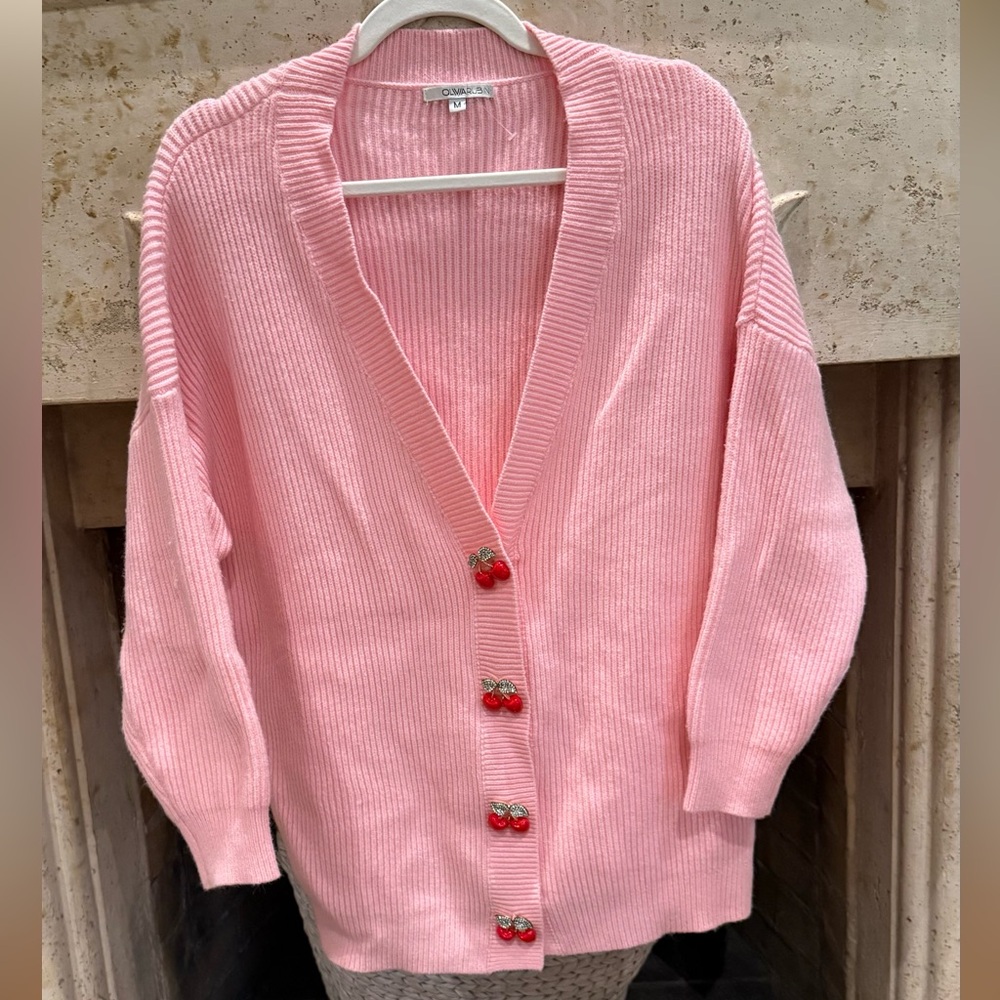 OLIVIA RUBIN Pink Cardigan with Cherry Buttons